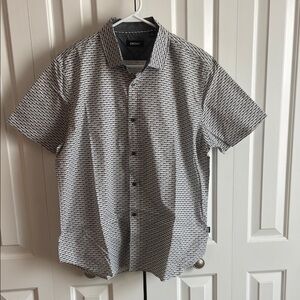 DKNY Men's Monochrome Patterned Button Down Shirt